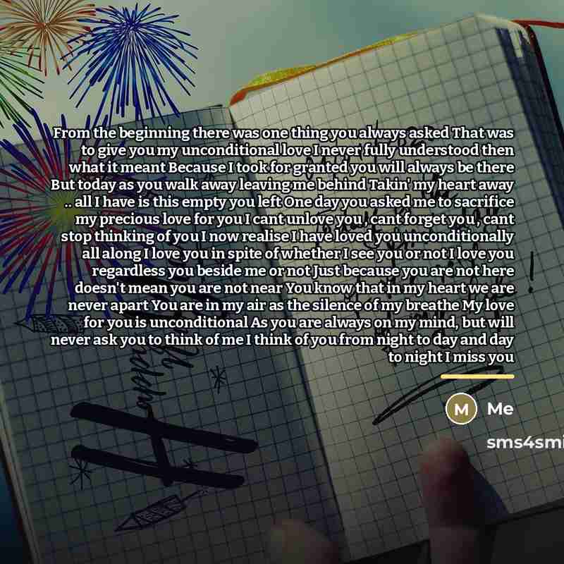 “From the beginning there was one thing you always asked…” quote by Me