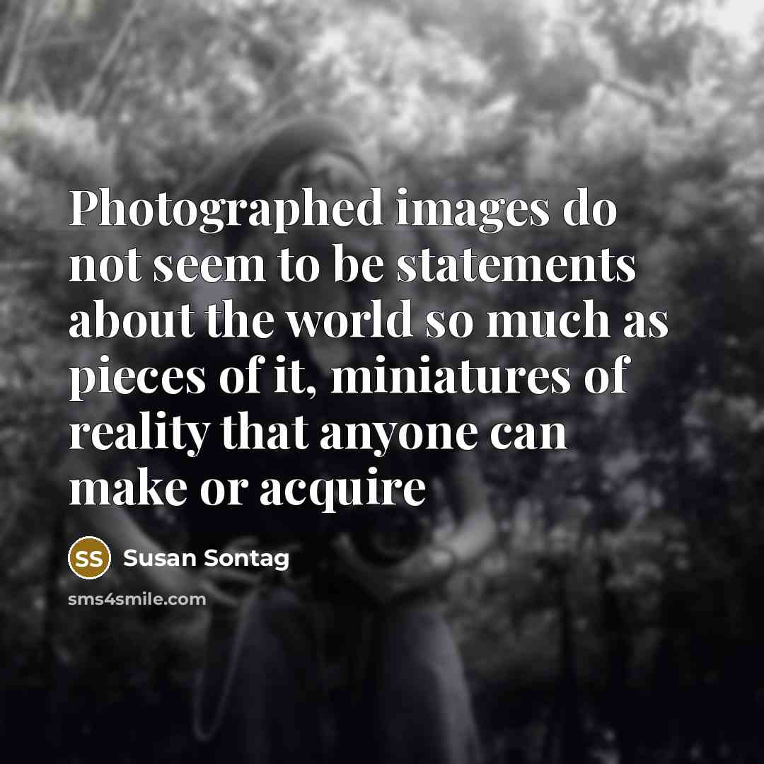 “Photographed images do not seem to be statements about the…” quote by Susan Sontag