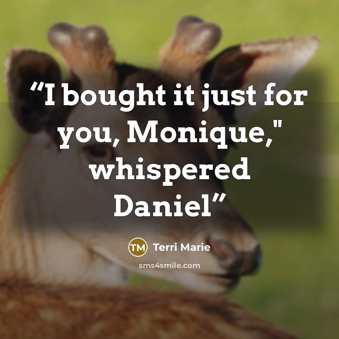 “I bought it just for you, Monique," whispered Daniel” quote by Terri Marie