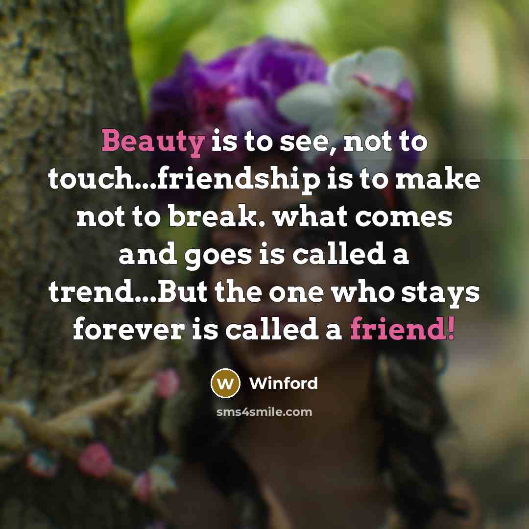 “Beauty is to see, not to touch...friendship is to make…” quote by Winford