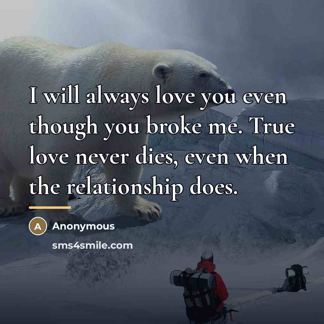 “I will always love you even though you broke me.…” quote by Anonymous