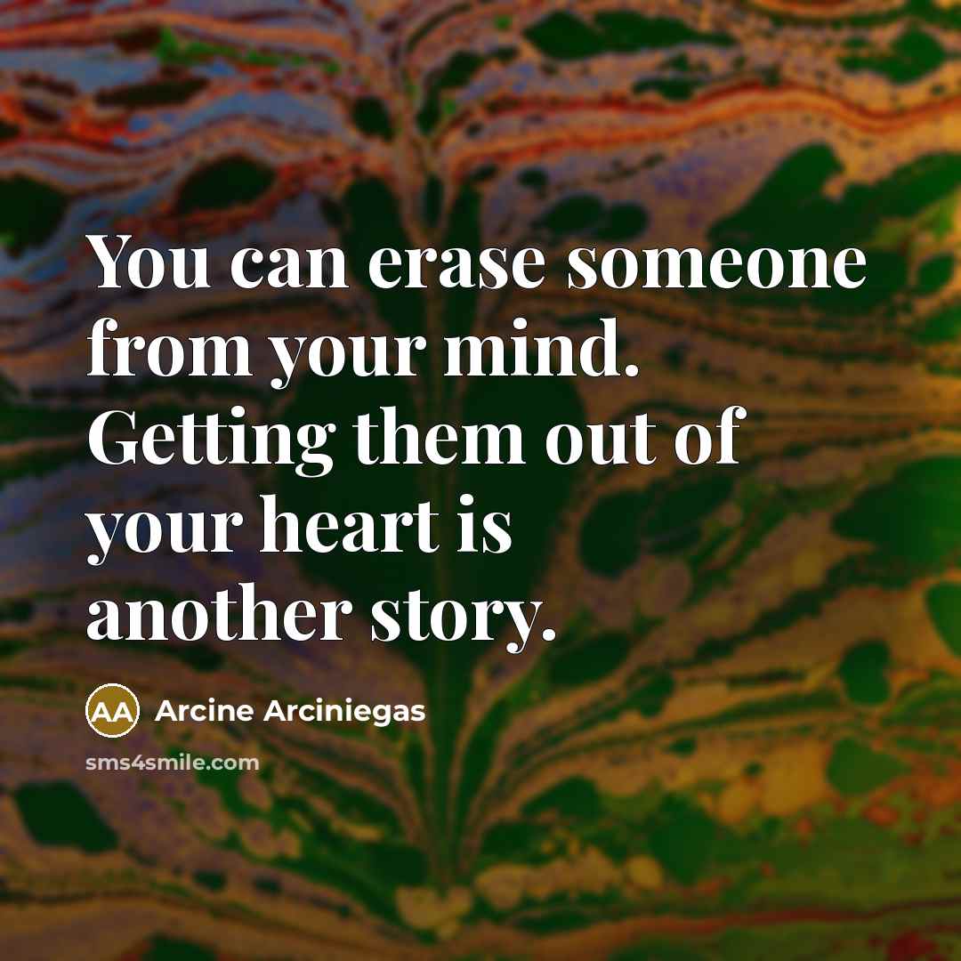 “You can erase someone from your mind. Getting them out…” quote by Arcine Arciniegas