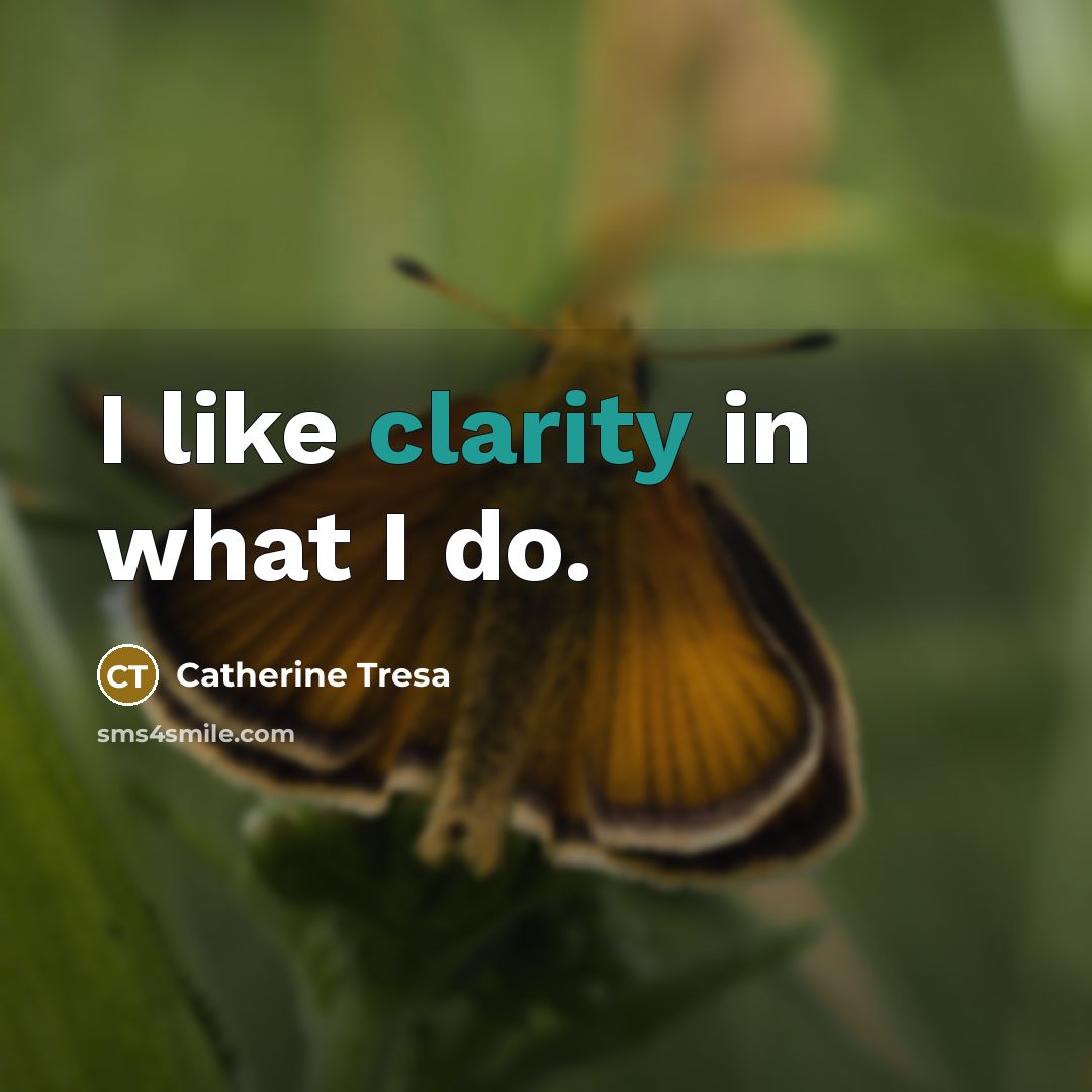 “I like clarity in what I do.…” quote by Catherine Tresa