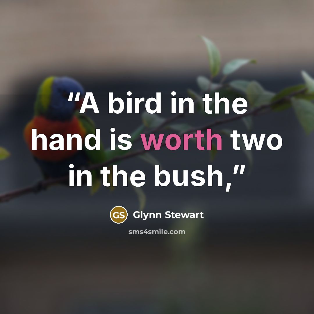 “A bird in the hand is worth two in the bush,” quote by Glynn Stewart