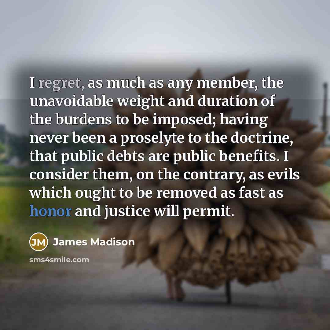 “I regret, as much as any member, the unavoidable weight…” quote by James Madison