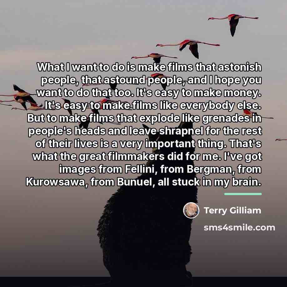 “What I want to do is make films that astonish…” quote by Terry Gilliam