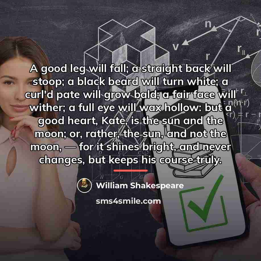 “A good leg will fall; a straight back will stoop;…” quote by William Shakespeare