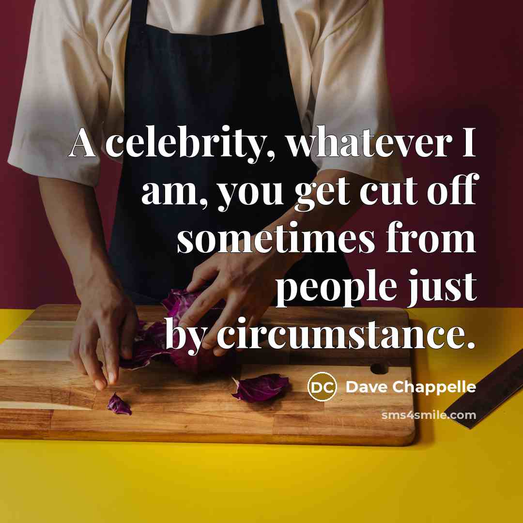 “A celebrity, whatever I am, you get cut off sometimes…” quote by Dave Chappelle