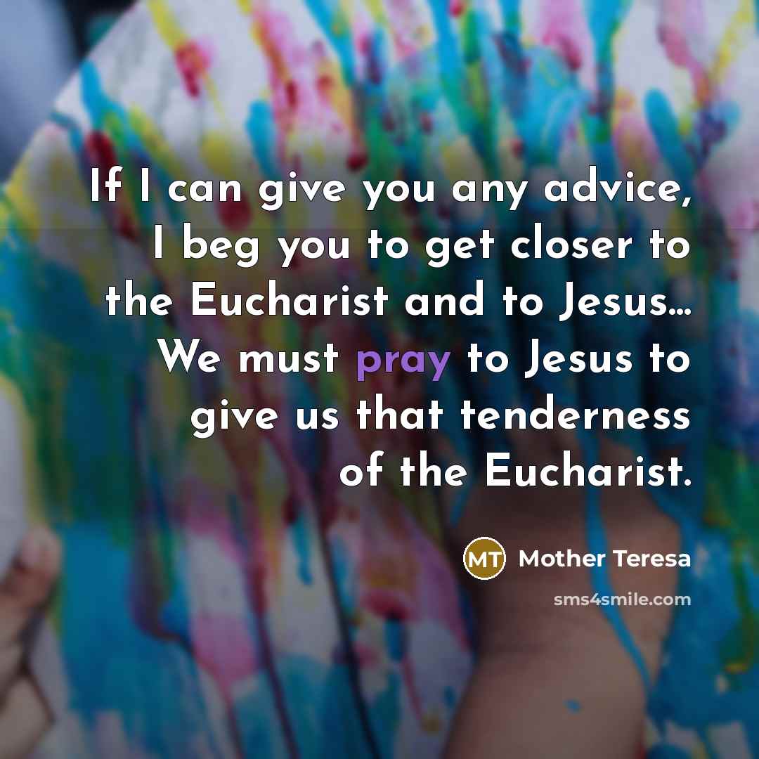 “If I can give you any advice, I beg you…” quote by Mother Teresa