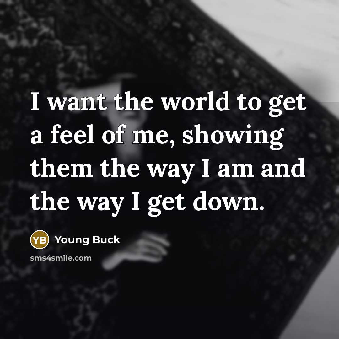“I want the world to get a feel of me,…” quote by Young Buck