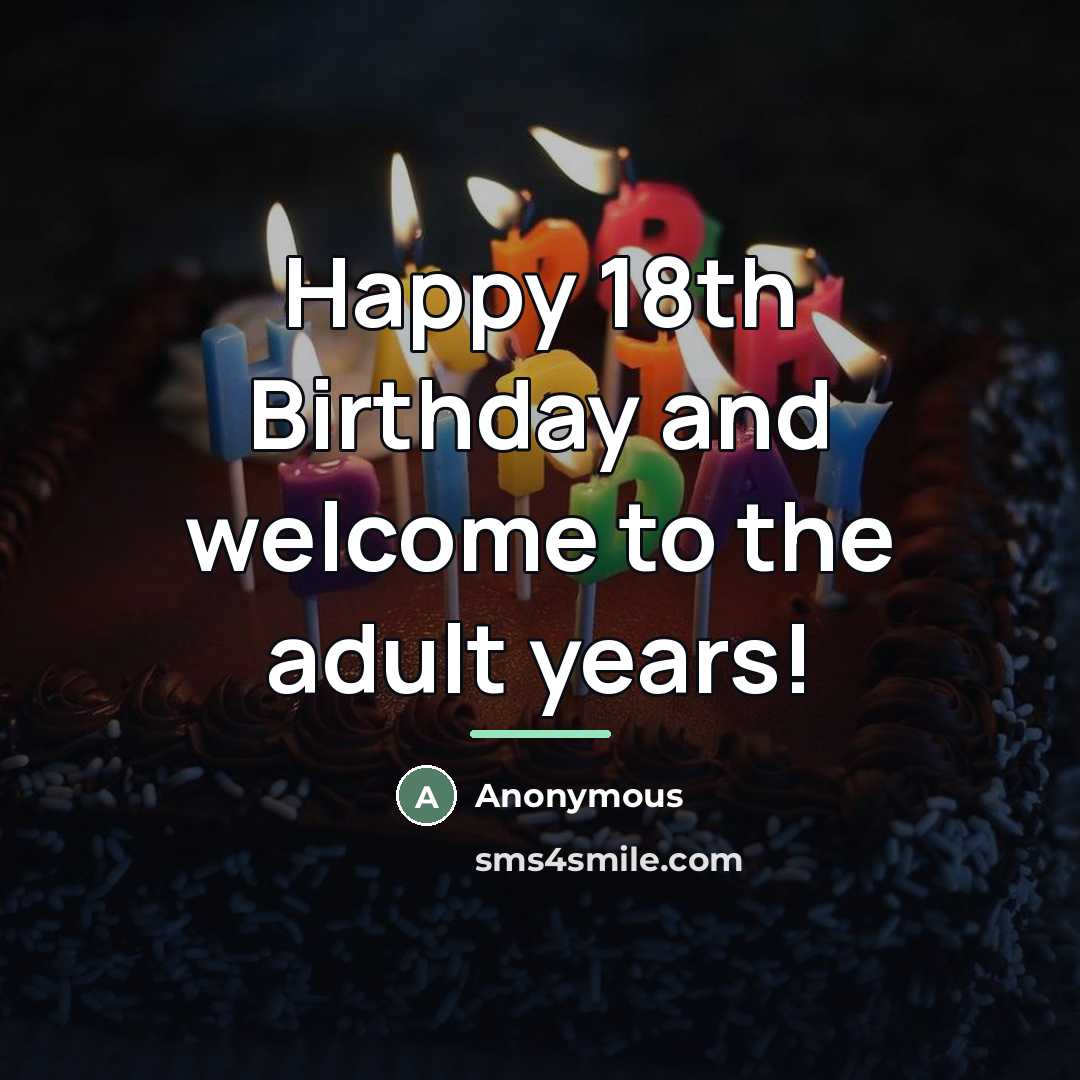 “Happy 18th Birthday and welcome to the adult years!…” quote by Anonymous