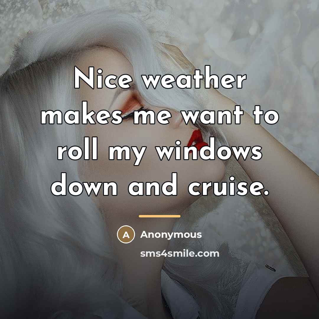 “Nice weather makes me want to roll my windows down…” quote by Anonymous