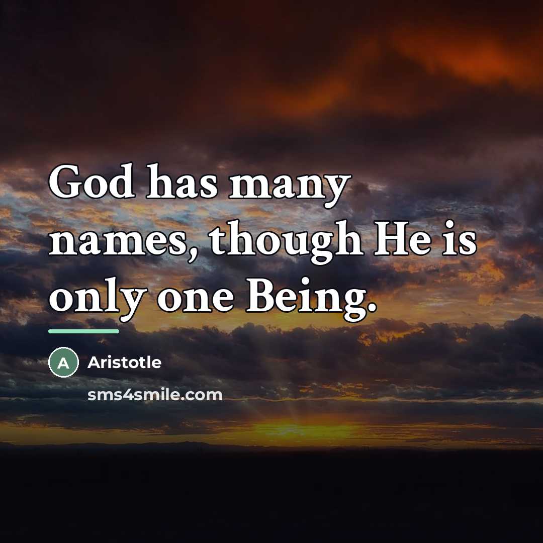 “God has many names, though He is only one Being.…” quote by Aristotle