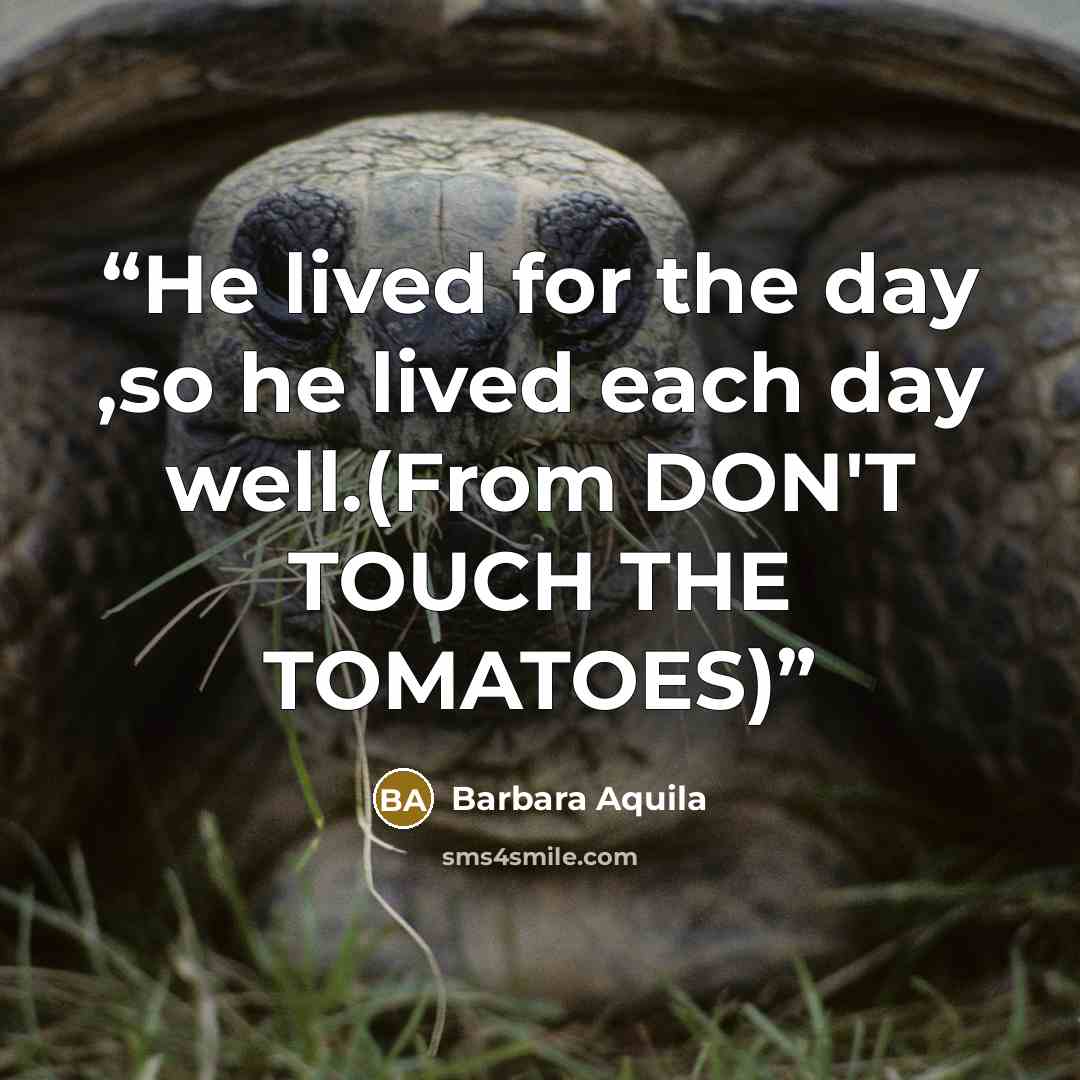 “He lived for the day ,so he lived each day well.(From DON'T TOUCH THE TOMATOES)” quote by Barbara Aquila