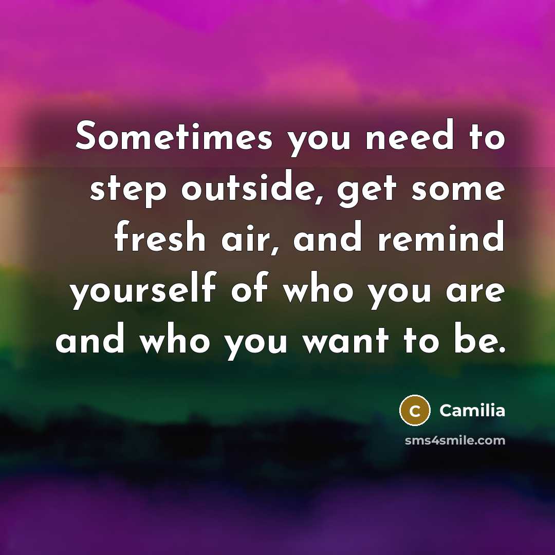 “Sometimes you need to step outside, get some fresh air,…” quote by Camilia
