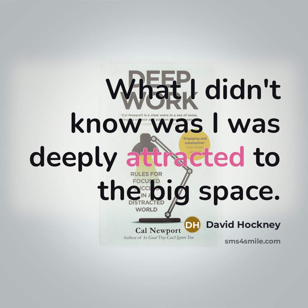 “What I didn't know was I was deeply attracted to the big space.” quote by David Hockney