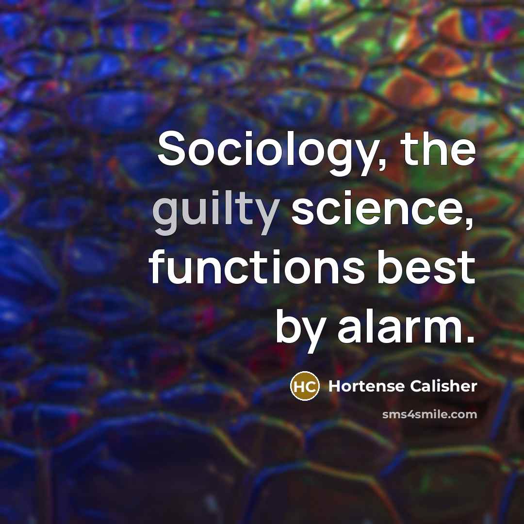 “Sociology, the guilty science, functions best by alarm.…” quote by Hortense Calisher