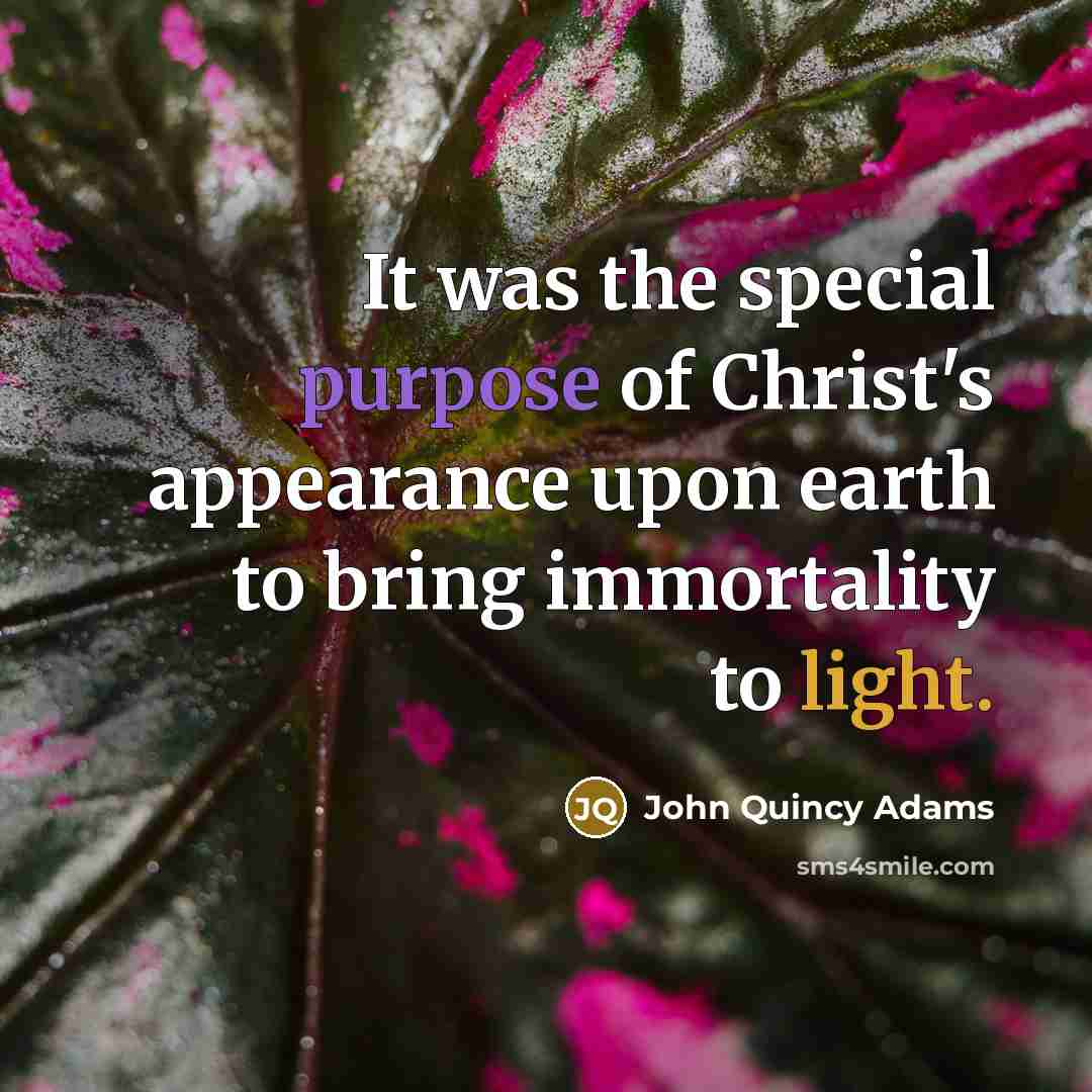“It was the special purpose of Christ's appearance upon earth…” quote by John Quincy Adams