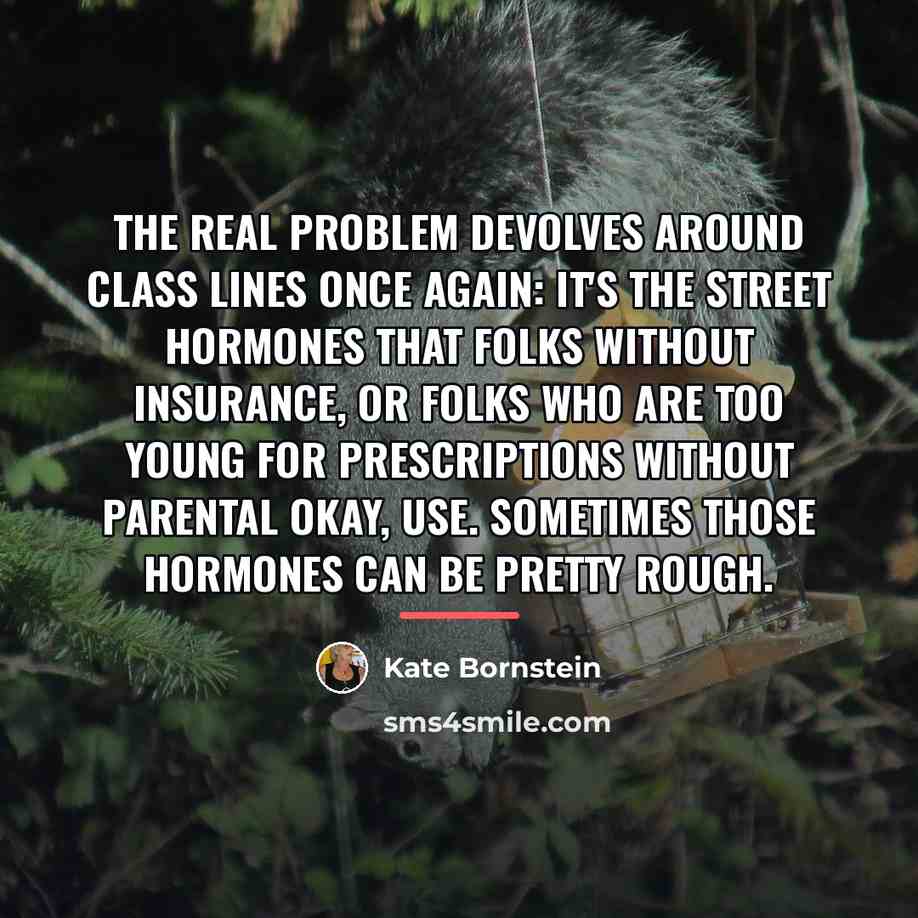 “The real problem devolves around class lines once again: it's…” quote by Kate Bornstein