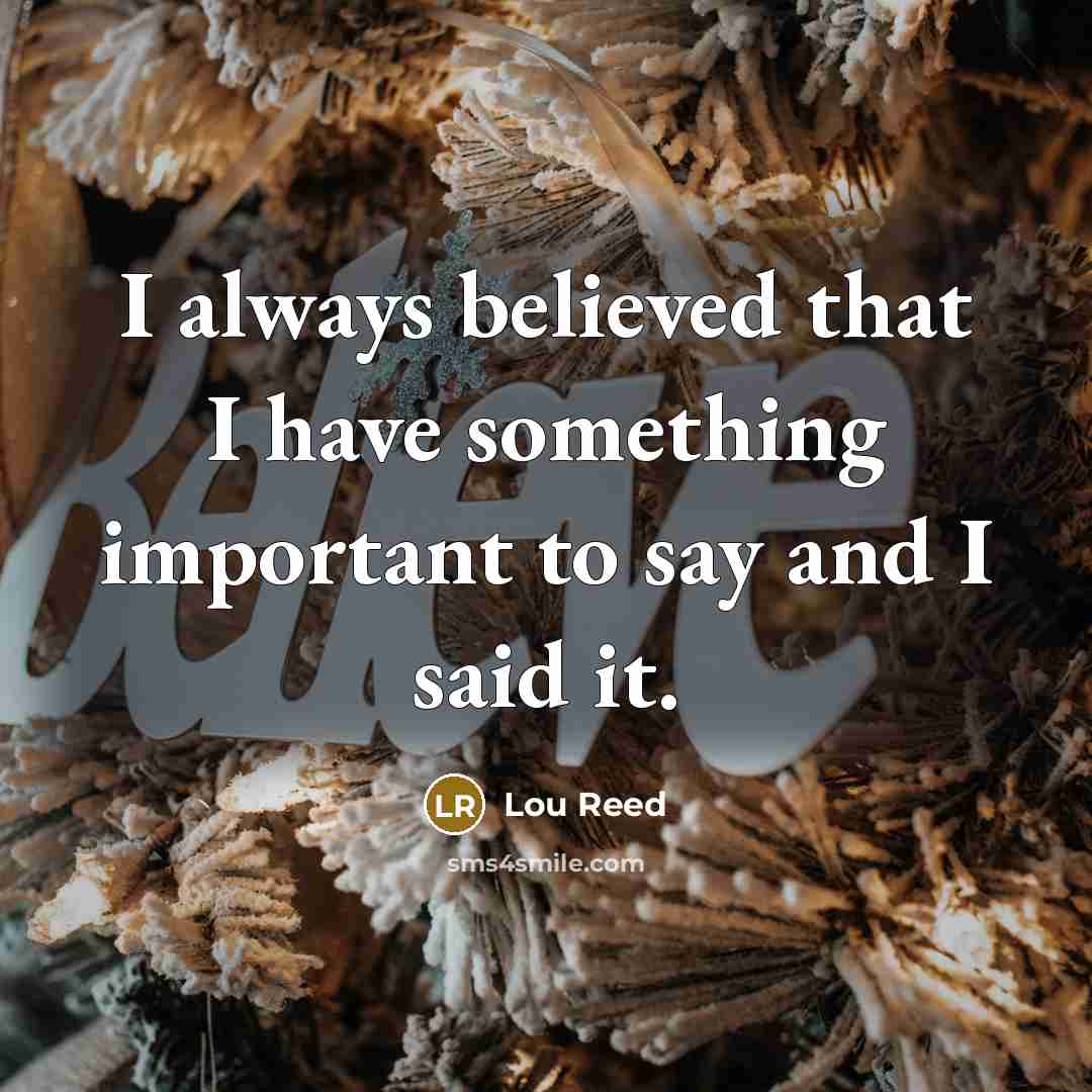 “I always believed that I have something important to say…” quote by Lou Reed