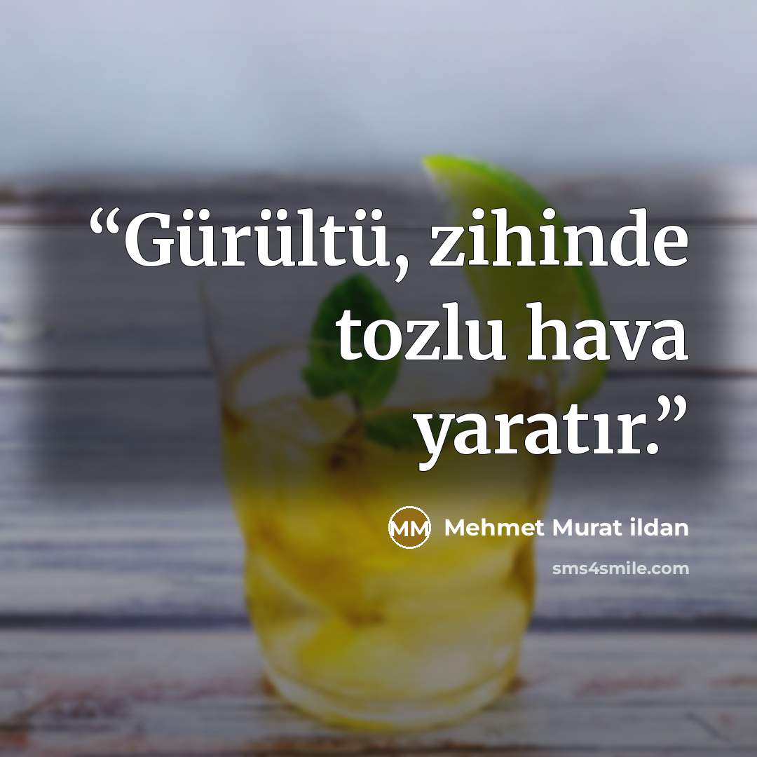 “Gürültü, zihinde tozlu hava yaratır.” quote by Mehmet Murat ildan