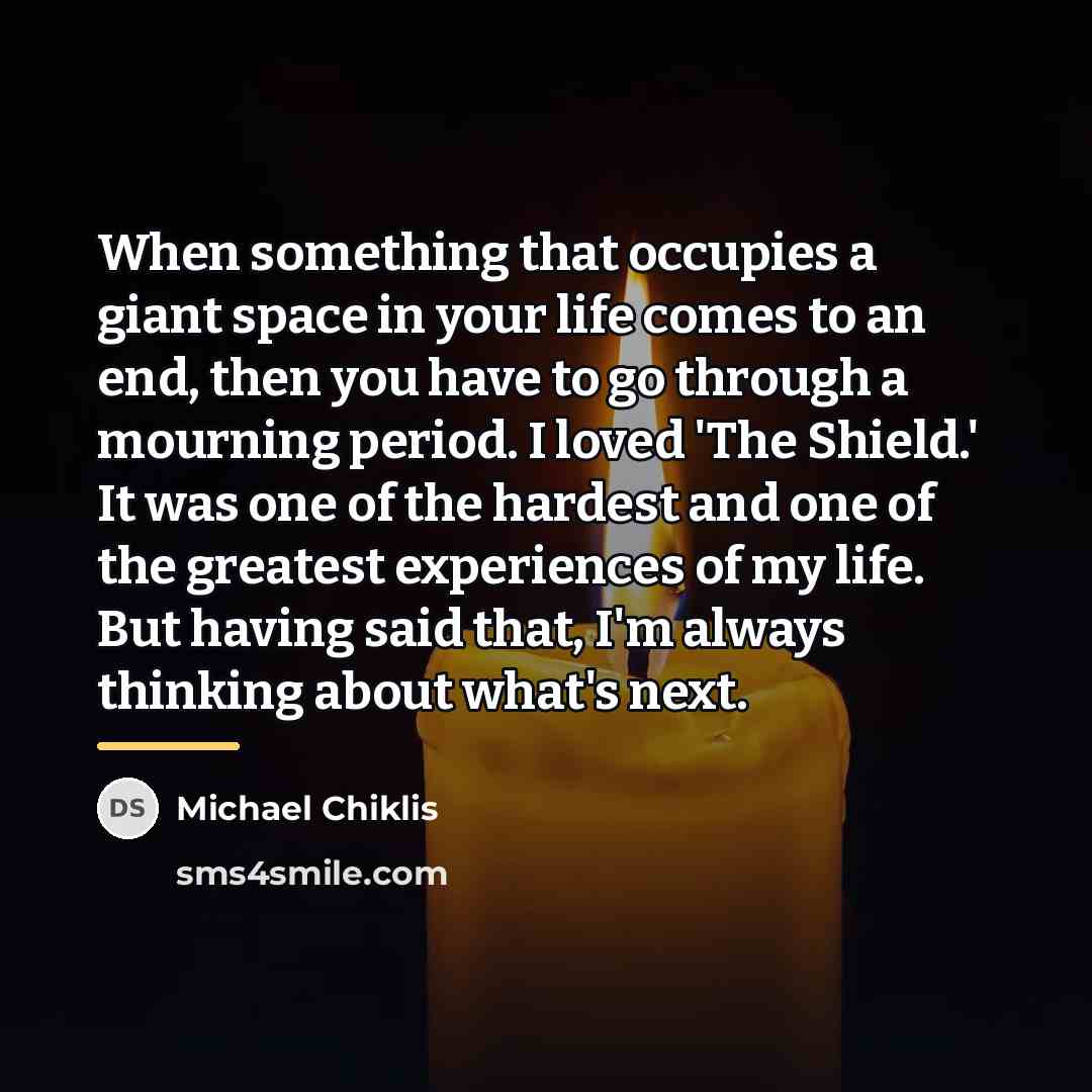 “When something that occupies a giant space in your life…” quote by Michael Chiklis