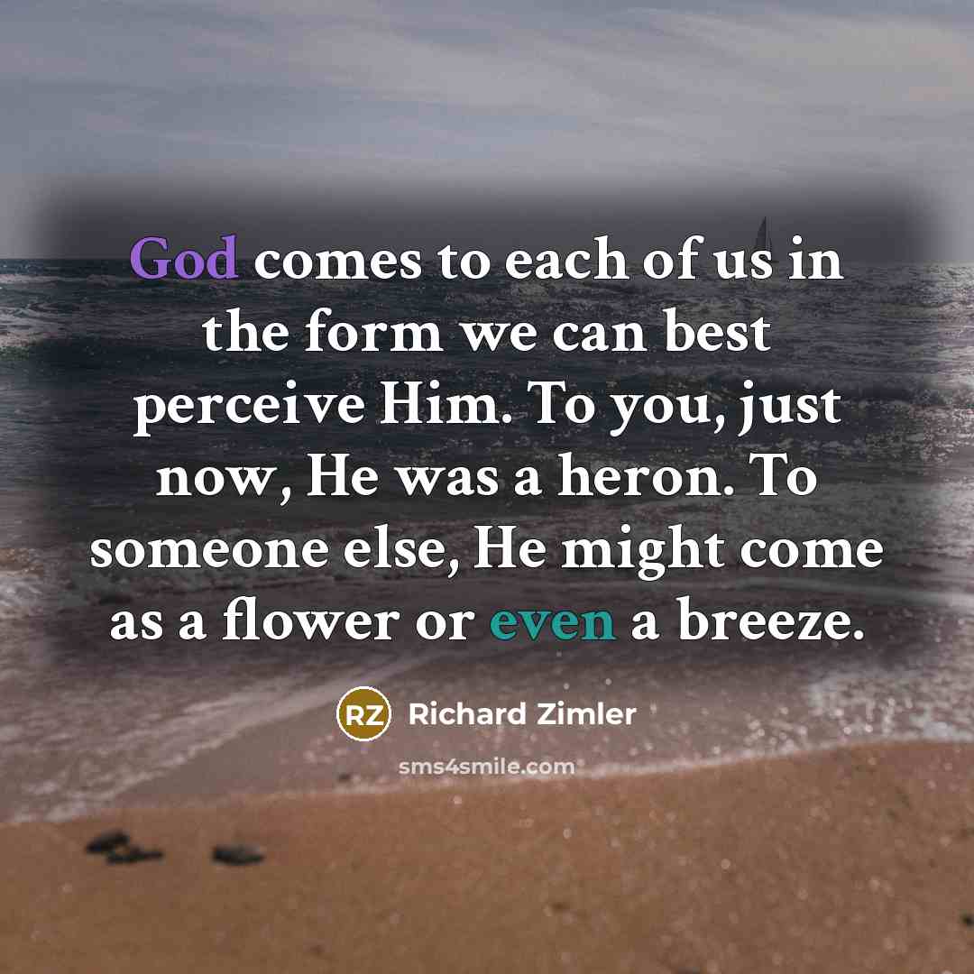 “God comes to each of us in the form we…” quote by Richard Zimler