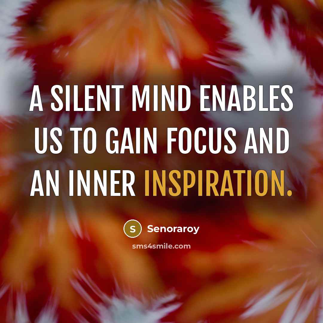 “A silent mind enables us to gain focus and an…” quote by Senoraroy
