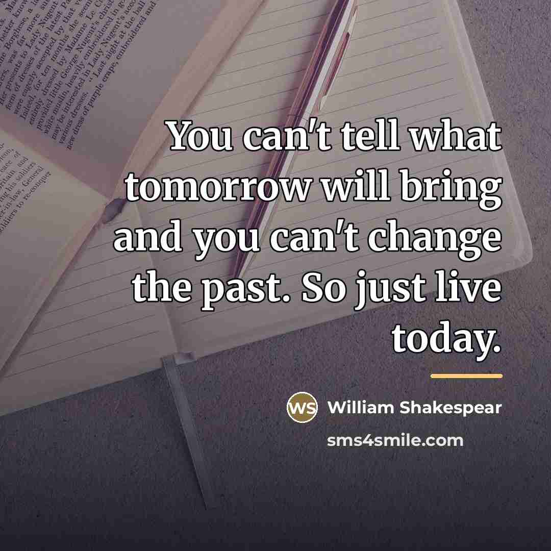“You can't tell what tomorrow will bring and you can't…” quote by William Shakespear
