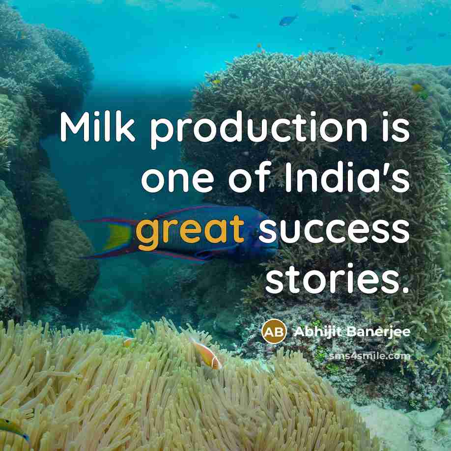 “Milk production is one of India's great success stories.…” quote by Abhijit Banerjee