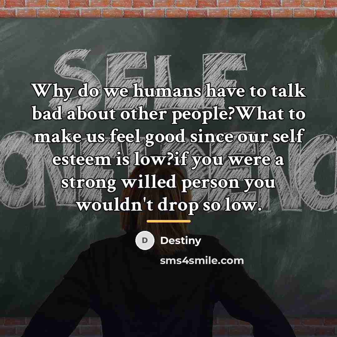 “Why do we humans have to talk bad about other…” quote by Destiny