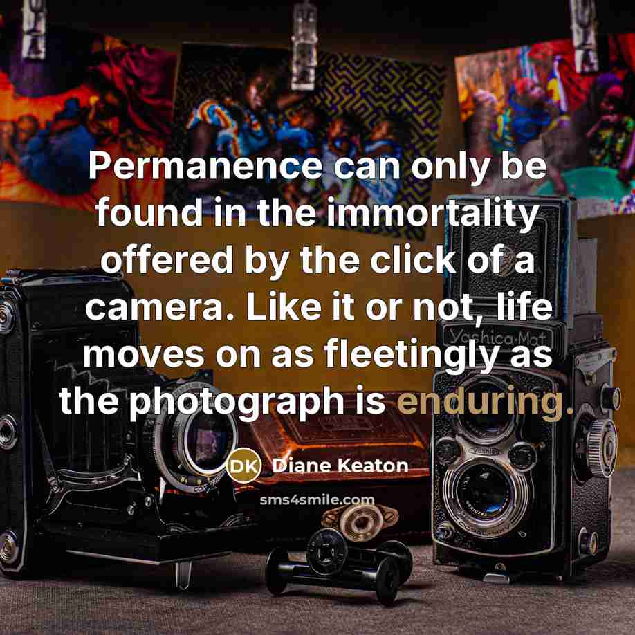 “Permanence can only be found in the immortality offered by…” quote by Diane Keaton