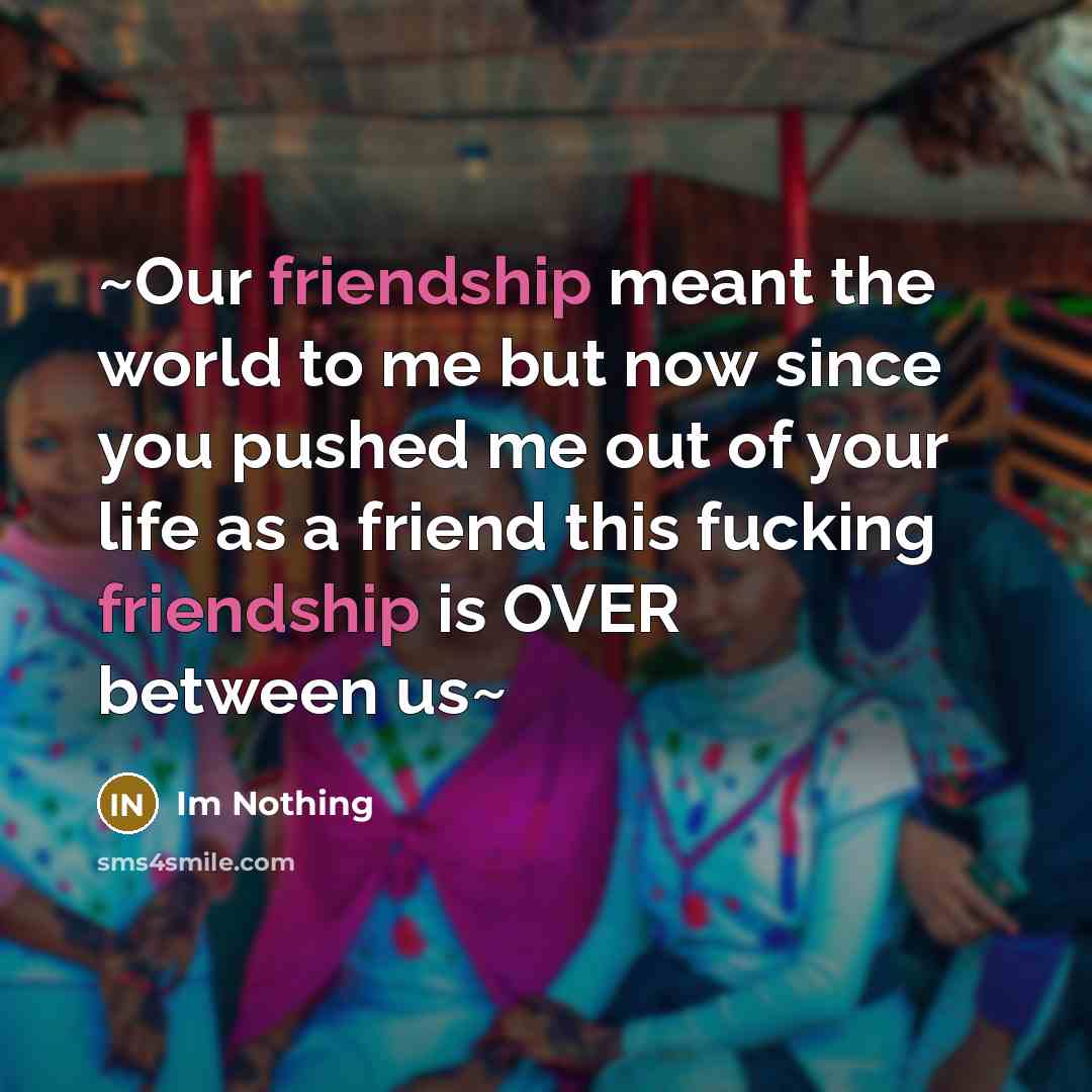 “~Our friendship meant the world to me but now since…” quote by Im Nothing