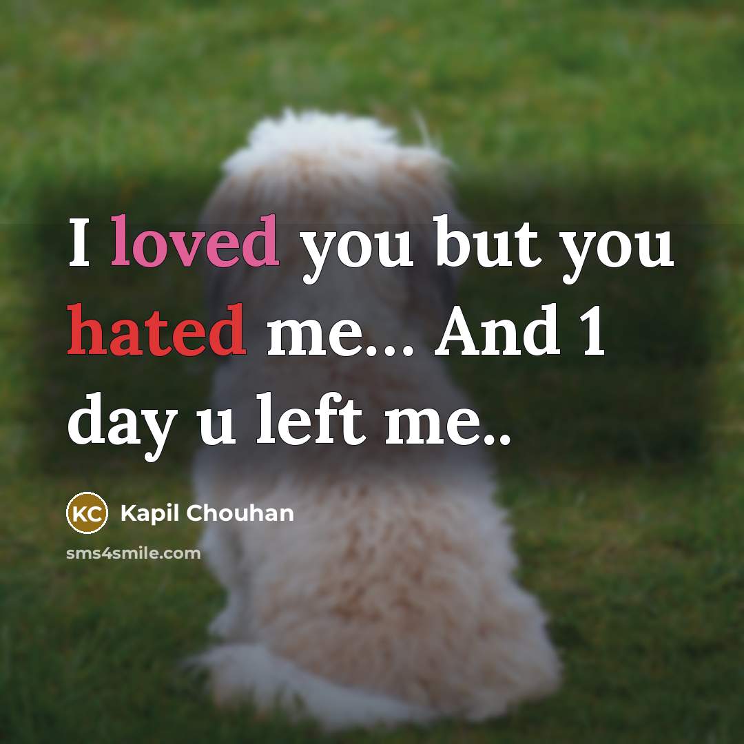 “I loved you but you hated me… And 1 day u left me..” quote by Kapil Chouhan