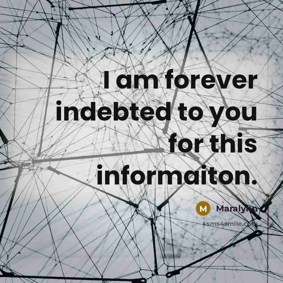 “I am forever indebted to you for this informaiton.” quote by Maralynn
