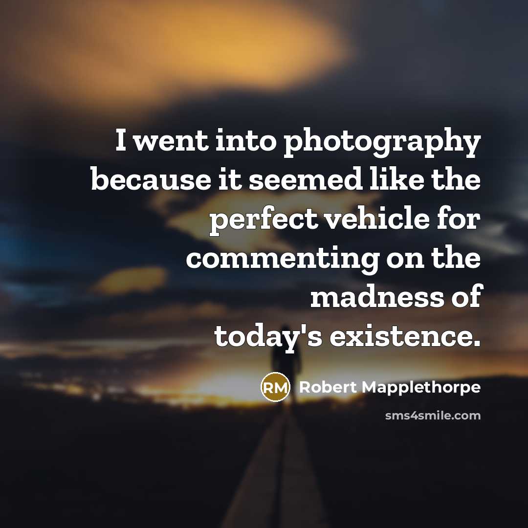“I went into photography because it seemed like the perfect…” quote by Robert Mapplethorpe