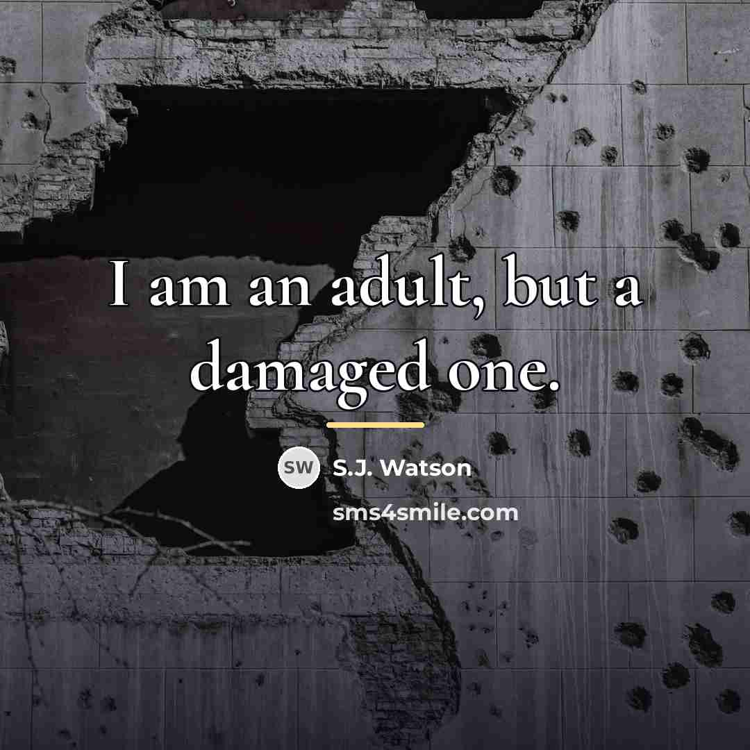“I am an adult, but a damaged one.…” quote by S.J. Watson