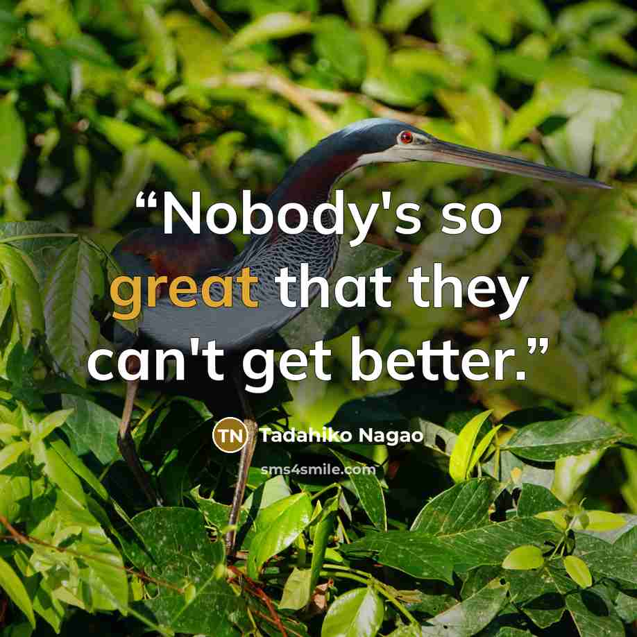 “Nobody's so great that they can't get better.” quote by Tadahiko Nagao