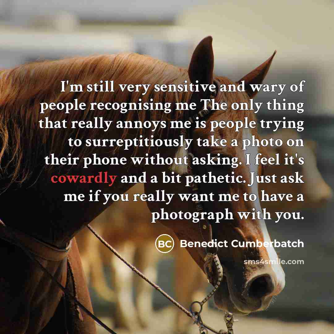 “I'm still very sensitive and wary of people recognising me…” quote by Benedict Cumberbatch