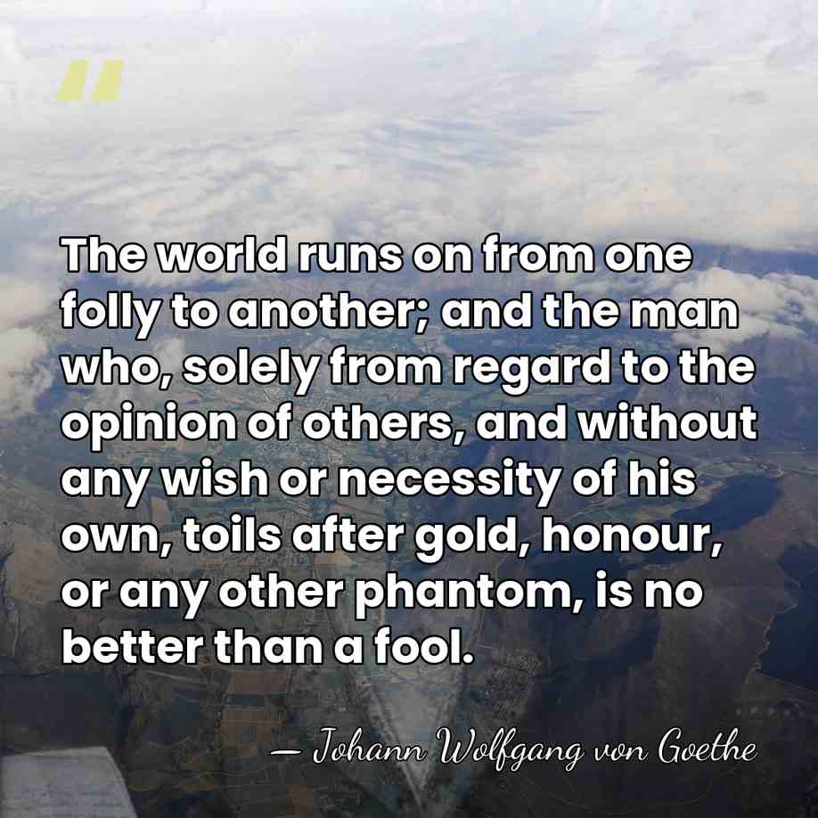 The world runs on from one folly to another; and the man&hellip; - Johann Wolfgang von Goethe