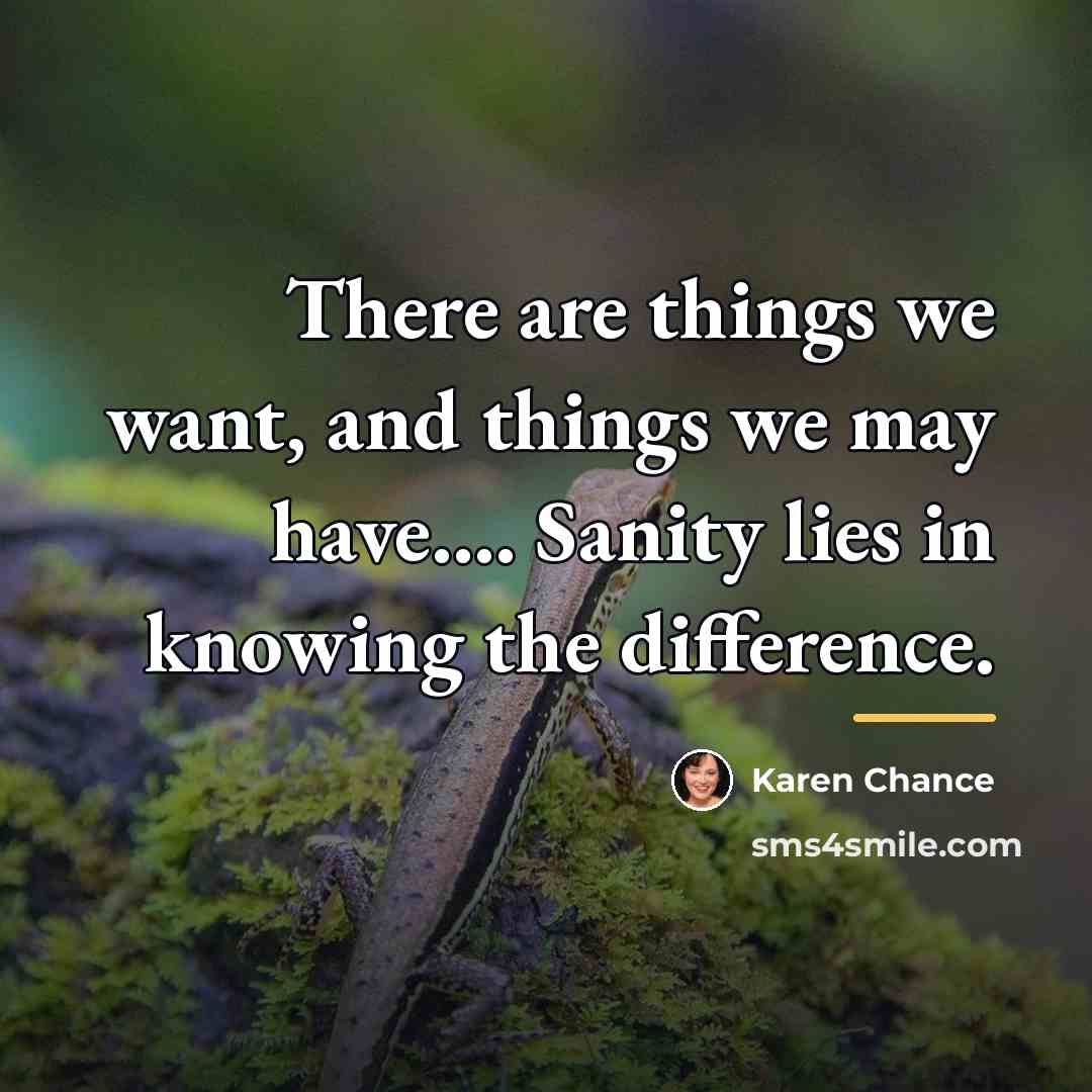 “There are things we want, and things we may have....…” quote by Karen Chance