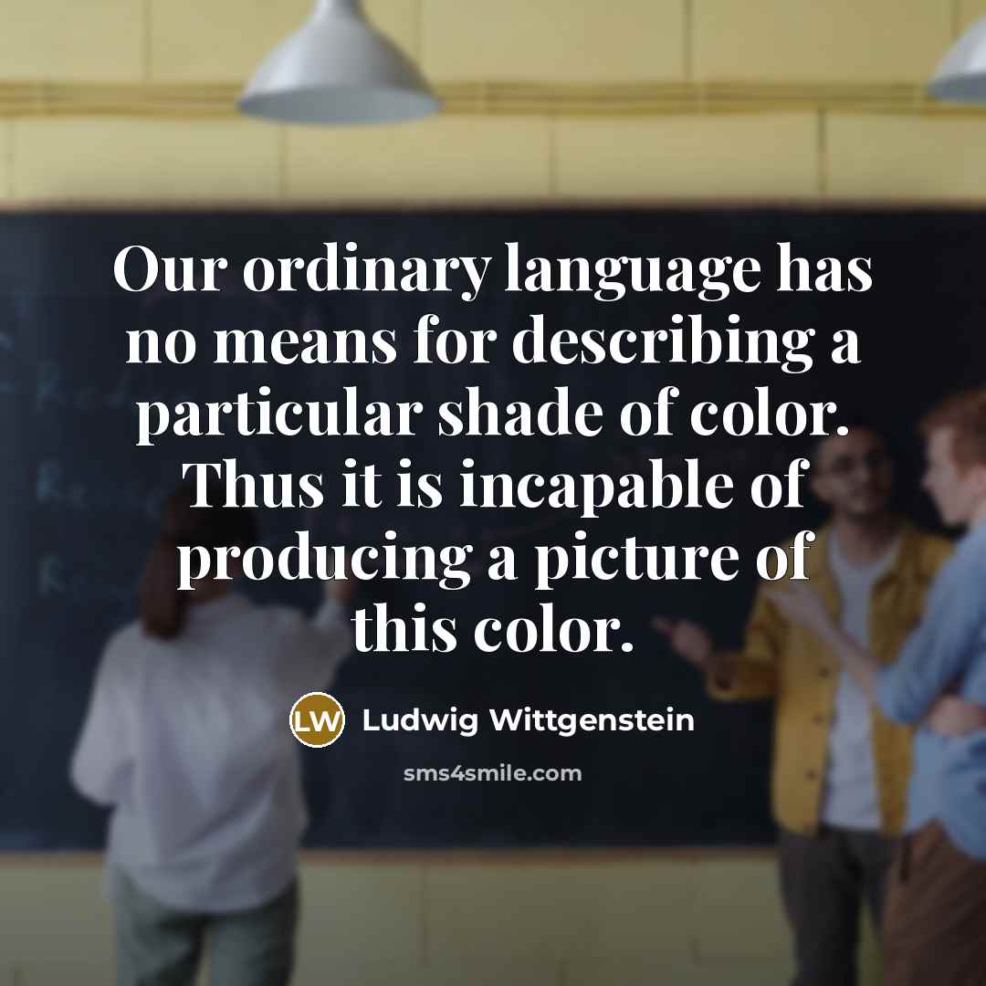 “Our ordinary language has no means for describing a particular…” quote by Ludwig Wittgenstein