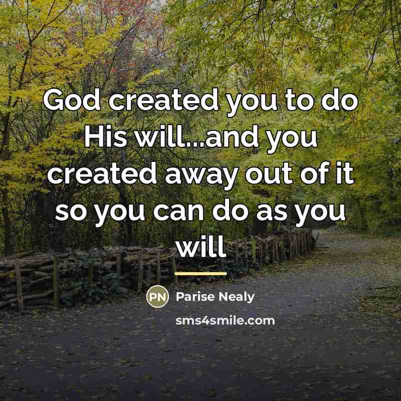 “God created you to do His will...and you created away…” quote by Parise Nealy
