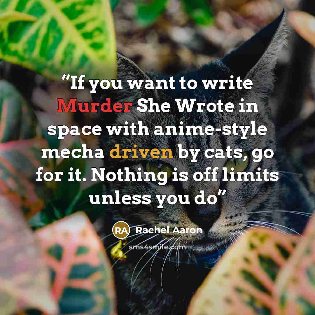 “If you want to write Murder She Wrote in space with anime-style mecha driven by cats, go for it. Nothing is off limits unless you do” quote by Rachel Aaron