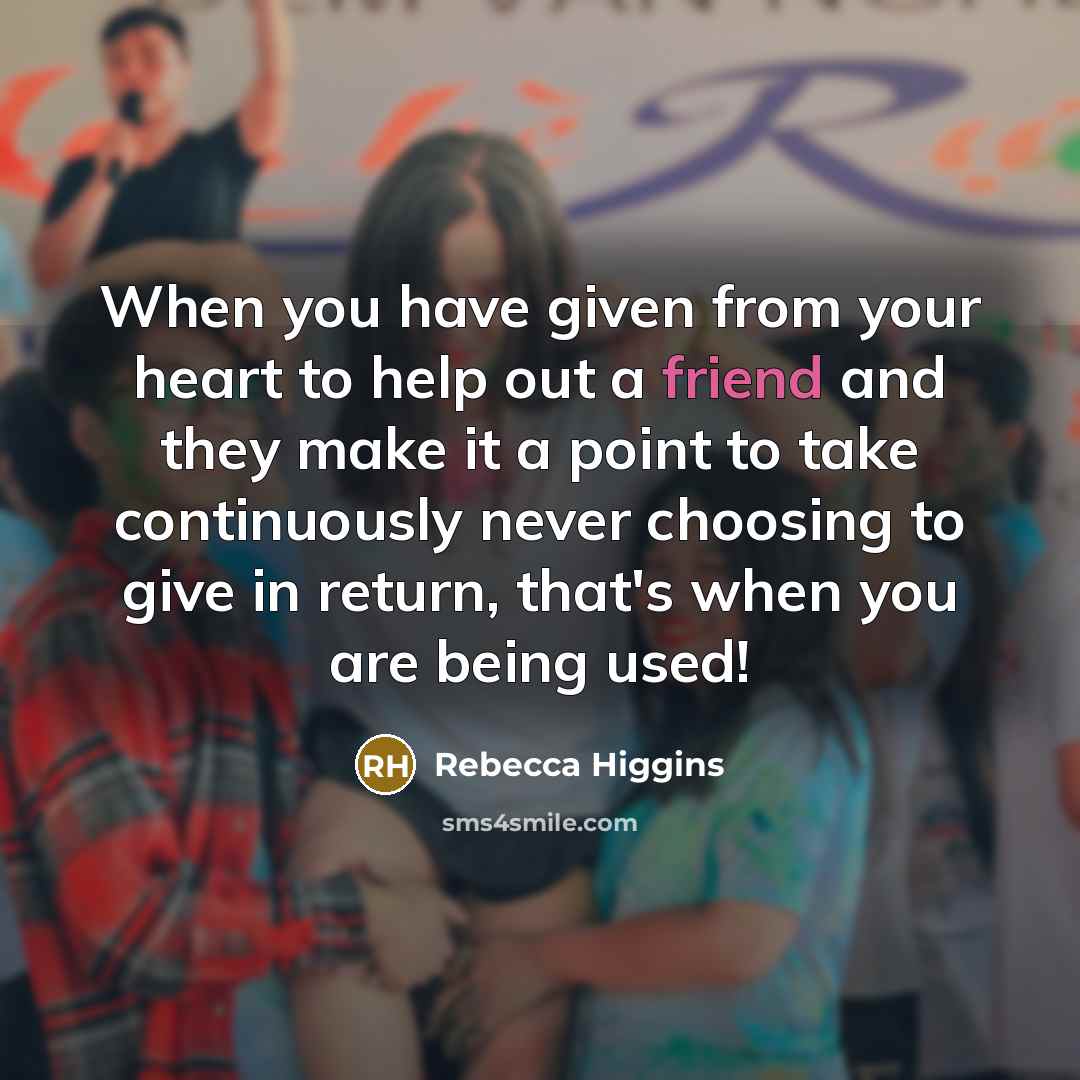 “When you have given from your heart to help out…” quote by Rebecca Higgins