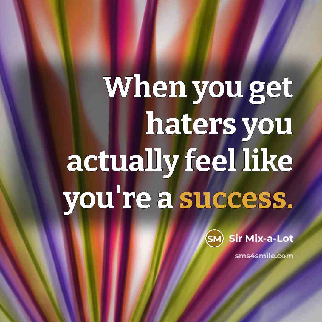 “When you get haters you actually feel like you're a…” quote by Sir Mix-a-Lot