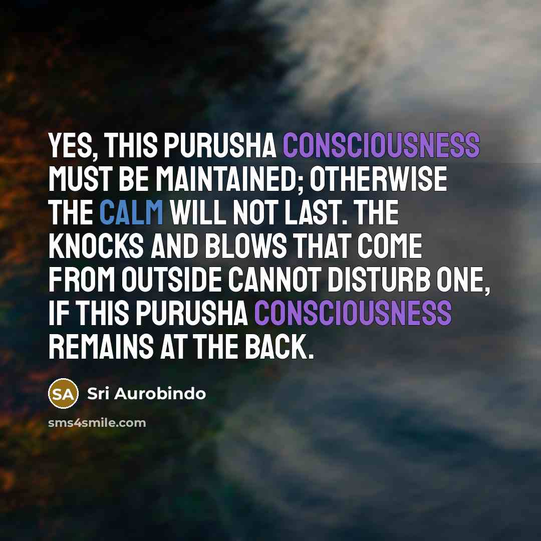 “Yes, this Purusha consciousness must be maintained; otherwise the calm…” quote by Sri Aurobindo