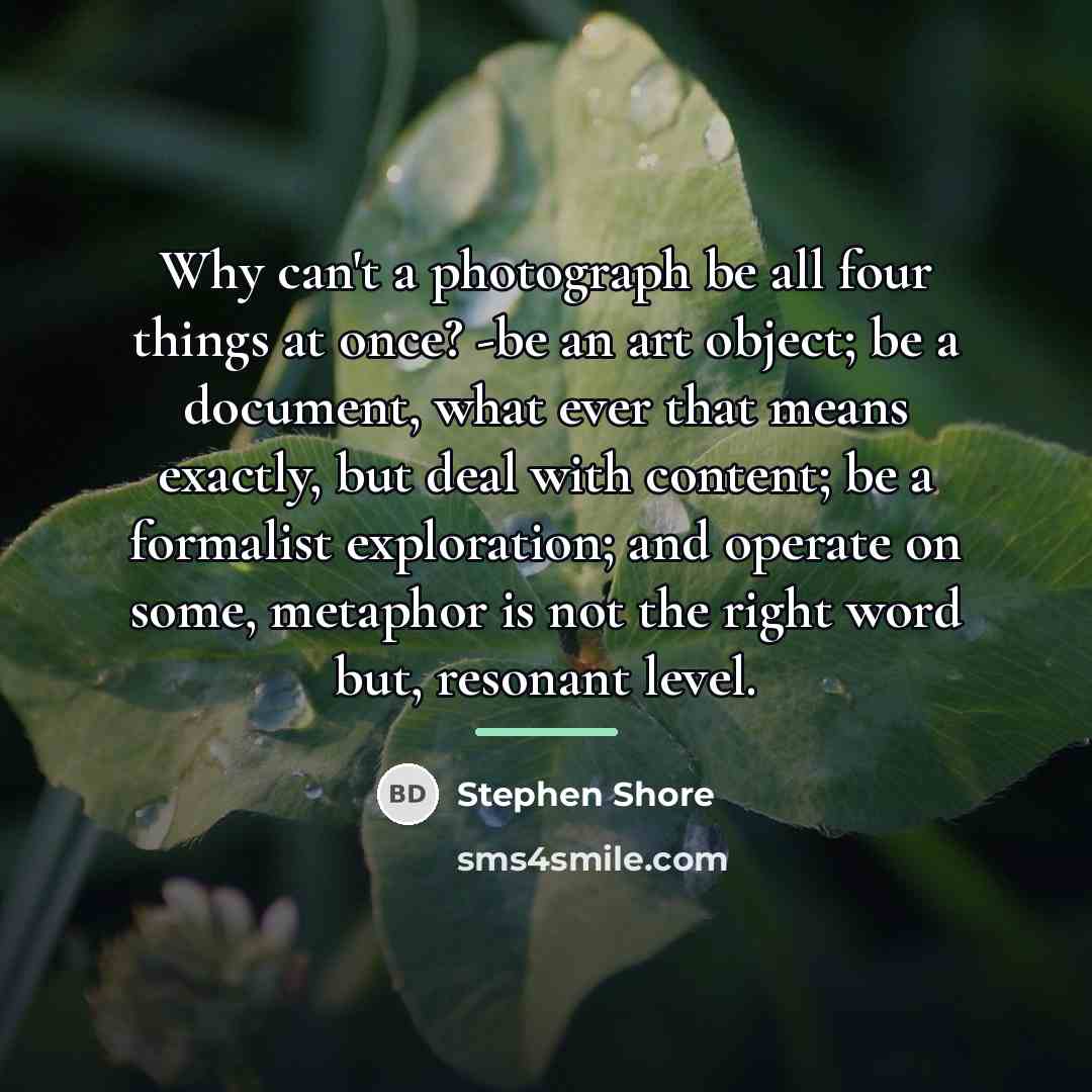 “Why can't a photograph be all four things at once?…” quote by Stephen Shore