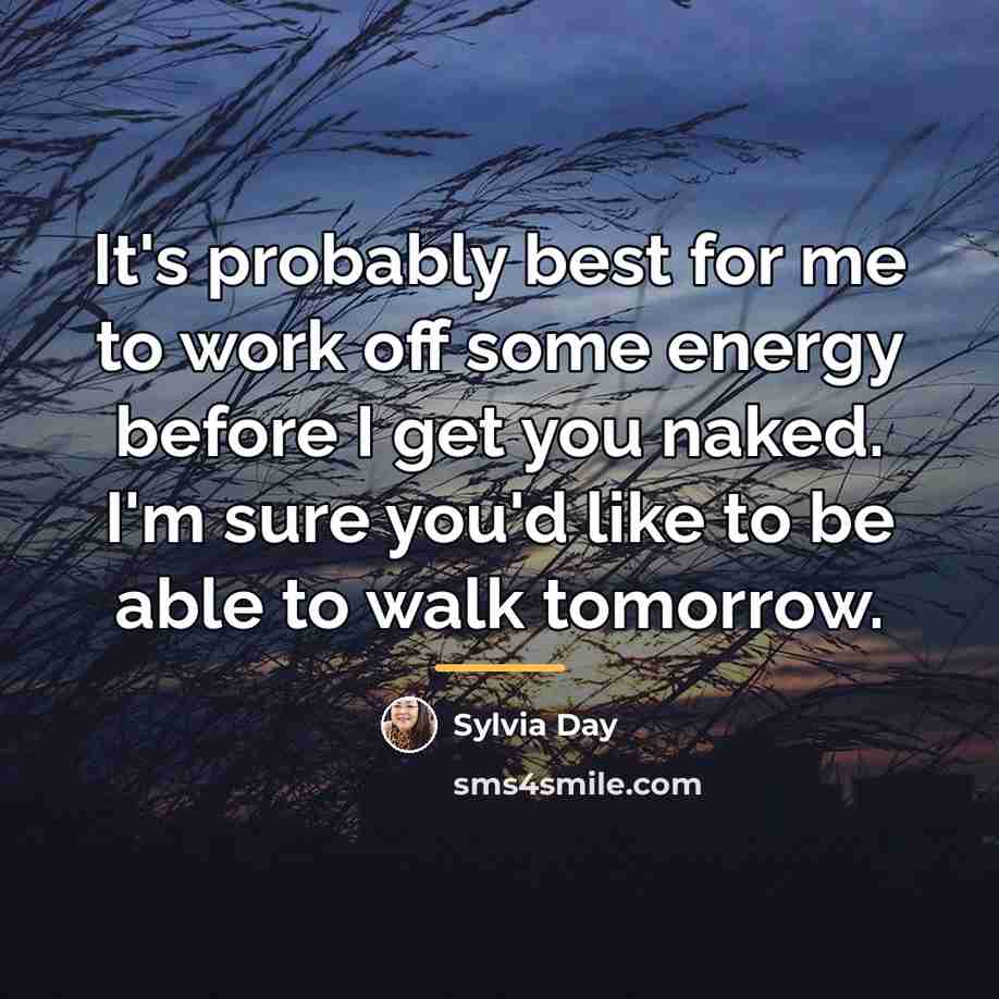 “It's probably best for me to work off some energy…” quote by Sylvia Day