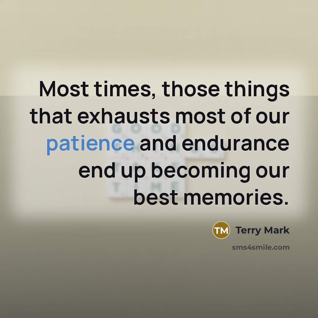 “Most times, those things that exhausts most of our patience…” quote by Terry Mark